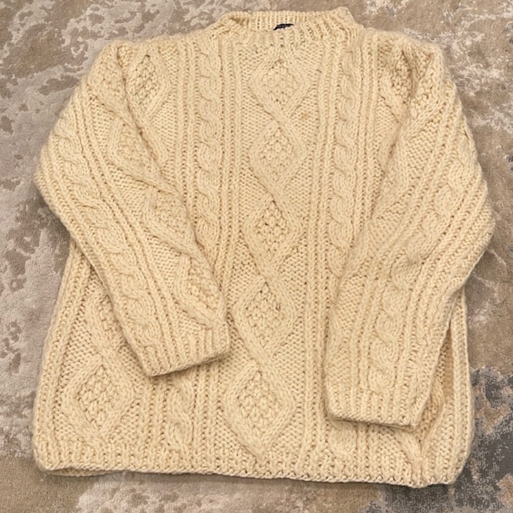 Vintage Sears in Italy Ivory Sweater Popcorn Cable Knit Sweater 1940's, 50's S